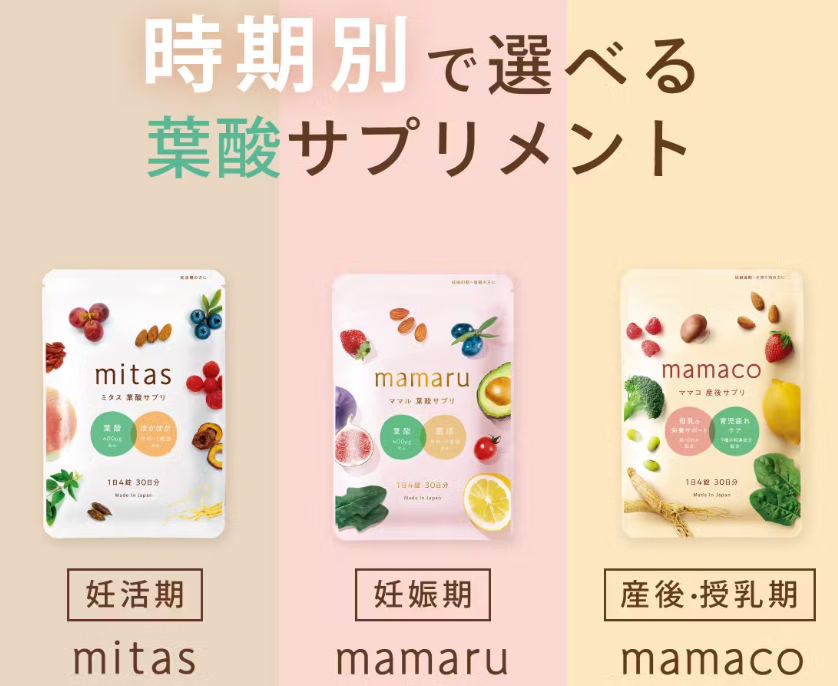 mitasの時期別の葉酸サプリの画像
